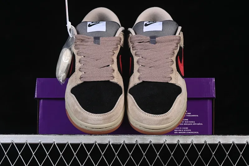 All categories Nk SB Dunk series Nk SB Dunk Low low-top sneakers Nike SB Dunk Low khaki black and red hook low-top casual sneakers HJ0367-200